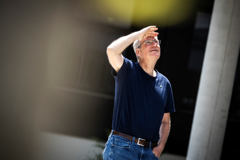 Professor Zoltan Haiman outside the Moonstone Building on the campus of the Institute of Science and Technology Austria (ISTA).
